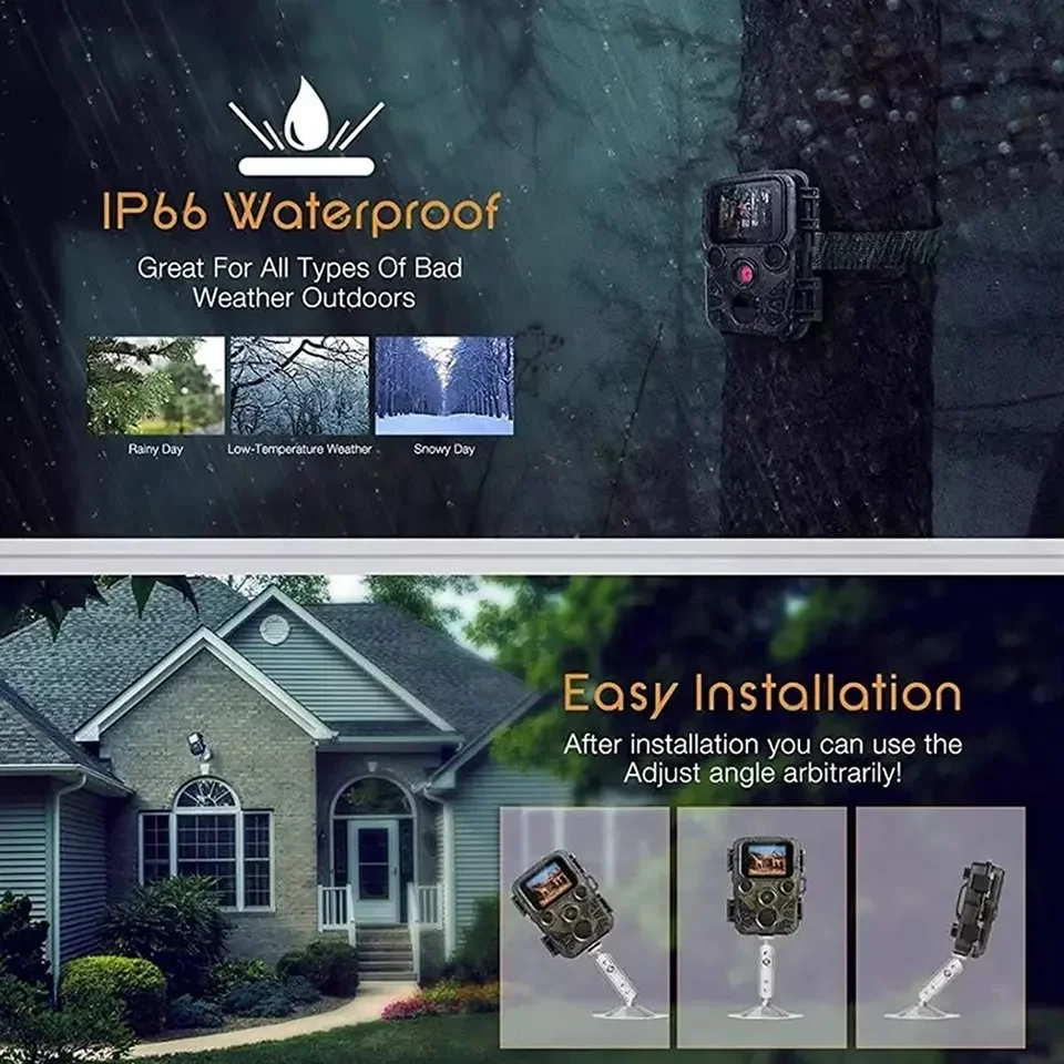 Mini Trail Camera with IR LED, Night Vision Hunting Motion, IP65 Waterproof,Outdoor Wild Photo Traps,1080P,20MP Range up to 65ft