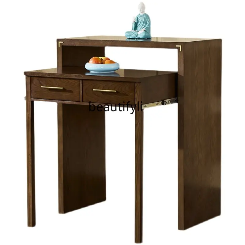 

Solid Wood Modern Style Altar Buddha Shrine Household Drawable Altar Buddha Table Black Walnut