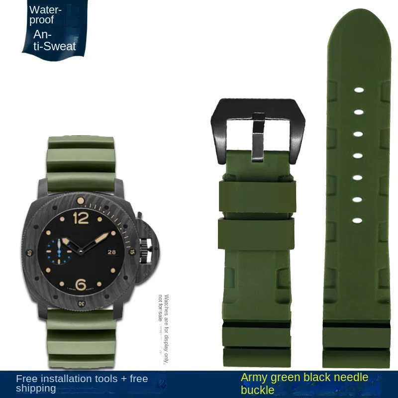 BONOOL Per Breitling BLACK DIVER PRO Cinturini in gomma 22mm 24mm Cinturino in gomma per AVENGER NAVITIMER WORLD Cinturino in gomma impermeabile morbido con fibbia