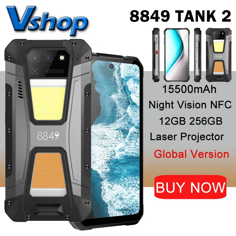Unihertz 8849 Tank 2 Laser Projector Rugged Phone 108MP Camera 12GB+256GB 15500mAh Camping Light Night Vision NFC Unlock Cellpho, 8849 tank 2 - Vimarsana News