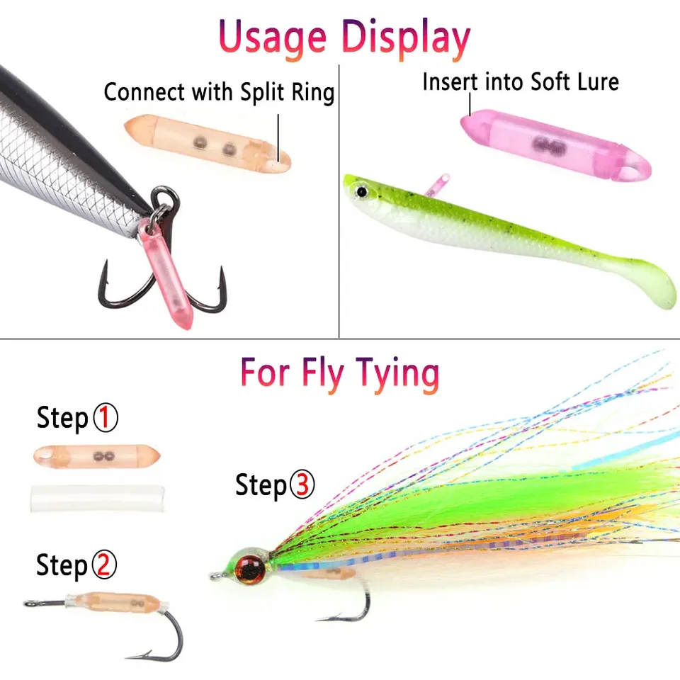 50Pcs Fishing Lure Glass Rattles Insert Tube Rattles Shake Attract Fly Tie Tying