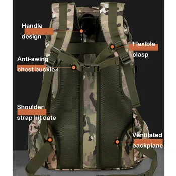 Oulylan 60L Outdoor Camouflage Sports Bag Hiking Tactical Backpack Waterproof Camping Storage Travel Rucksack For Men 5
