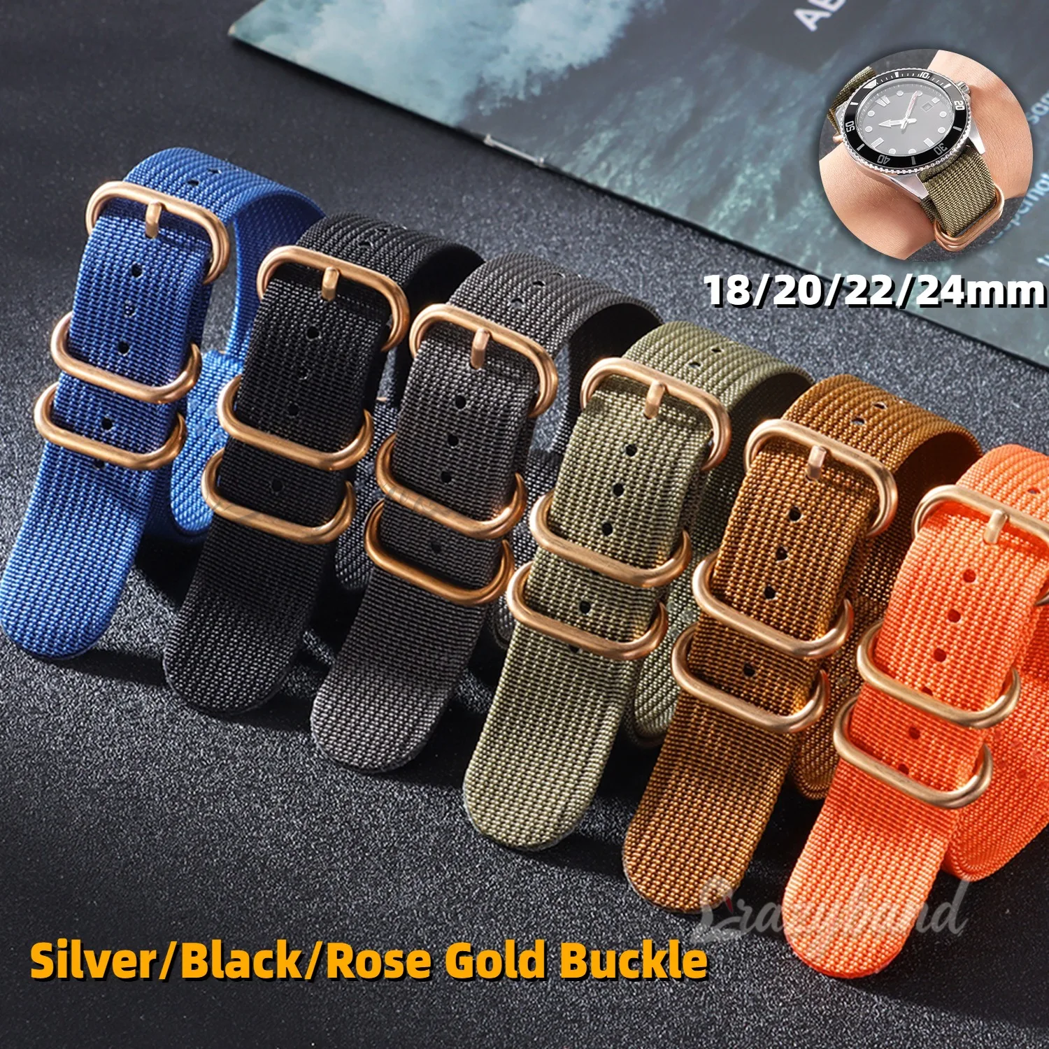 Durable Nylon Canvas Watch Strap with Universal Sport Design and Multiple Buckle Options