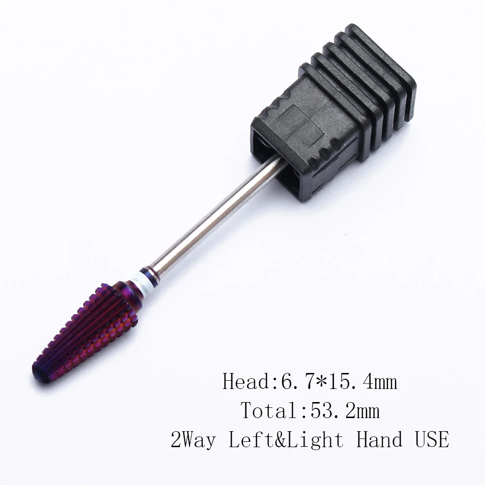 Purple 5-in-1 Tapered Carbide Nail Drill Bit for Manicure and Gel Acrylic Removal