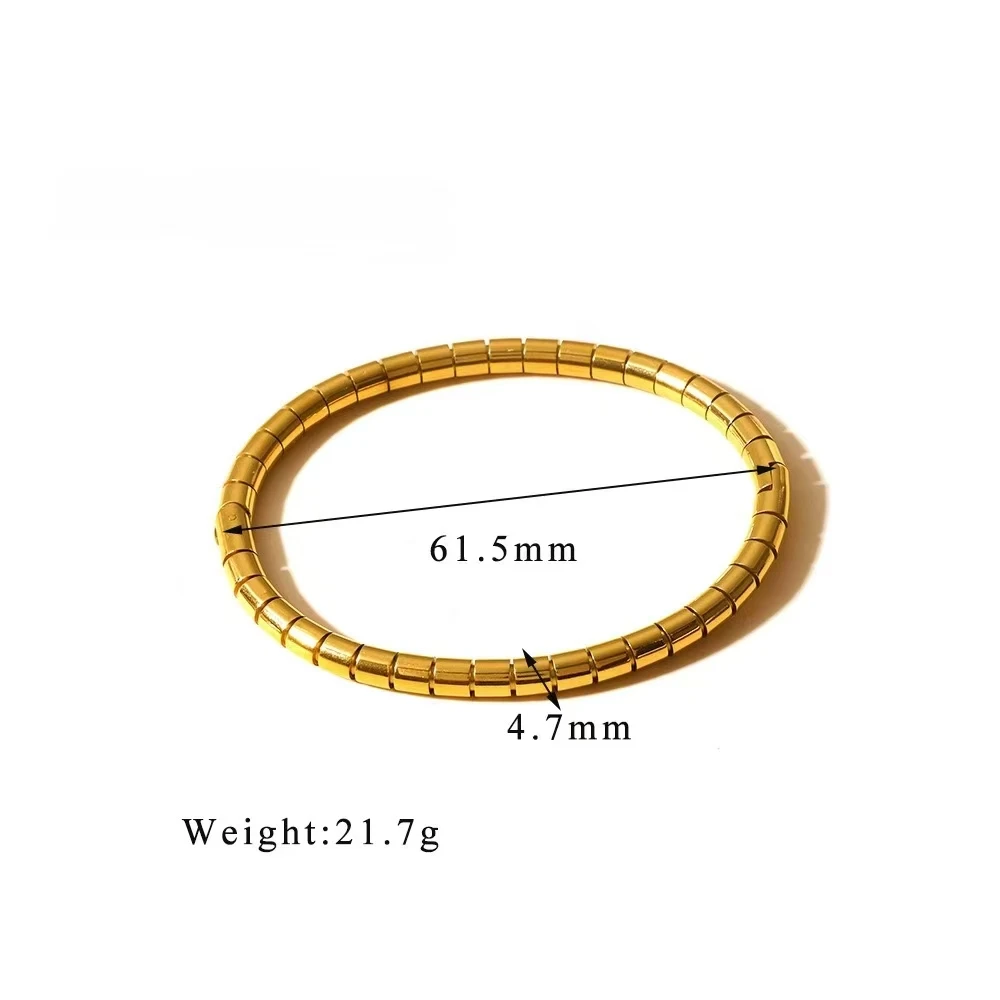 Waterproof 18k gold plating Stainless Steel Bamboo Cuff Bracelets Bangles for Woman Gold Color Wedding Female 6