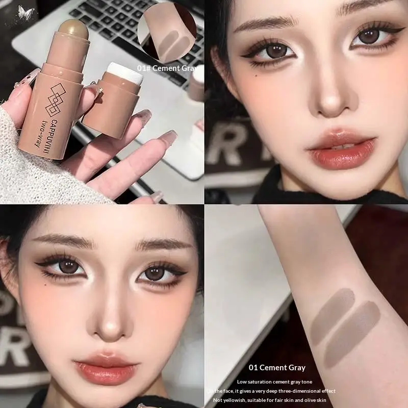 카푸비니 더블헤드 페이스 브론저 컨투어 스틱 크림 메이크업 지속력 좋은 스무스 컨실러 페이셜 브라이트닝 컨투어링 브러쉬 포함