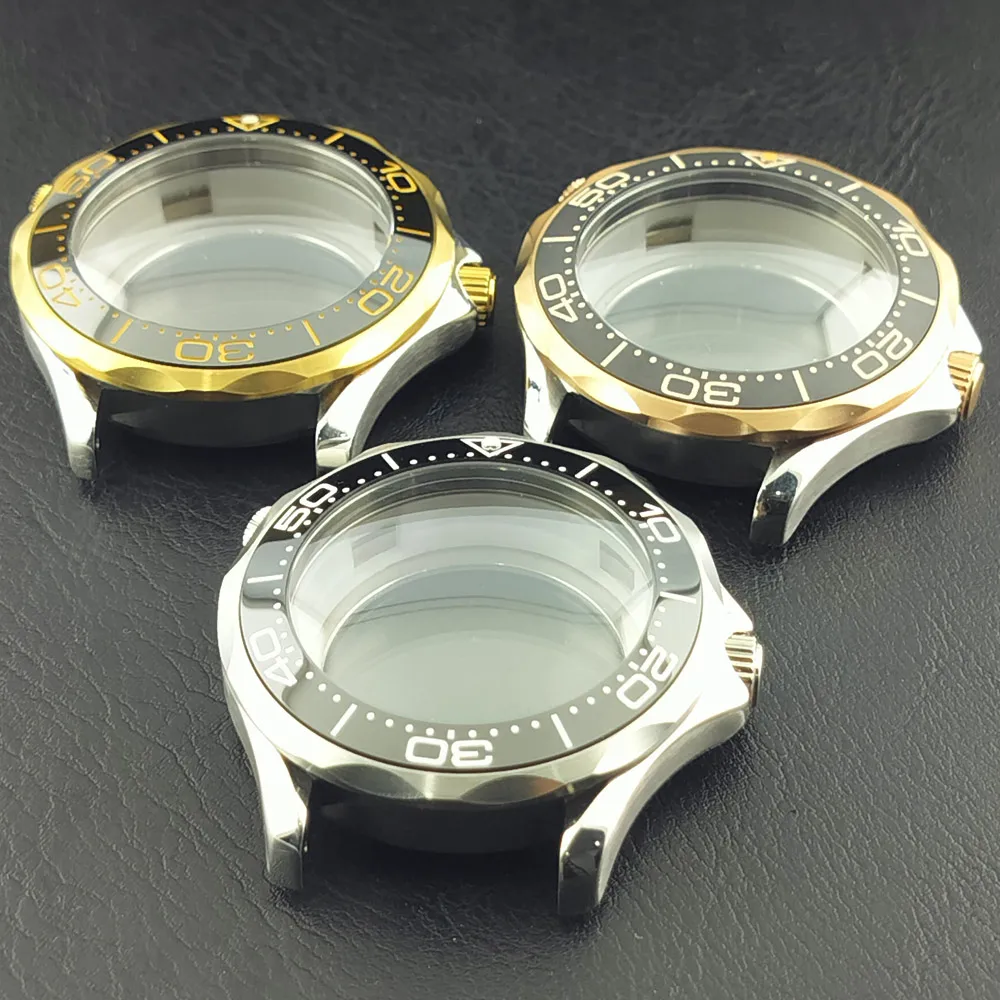 Men's 42mm Mechanical Watch Case with Luminous Dial and Assembled Parts