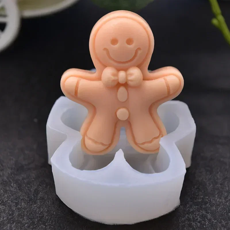 Cute Little Gingerbread Man Silicone Mold New Gingerbread Candy Cake DIY Candle Mold Holiday Gift Christmas Decoration Tool