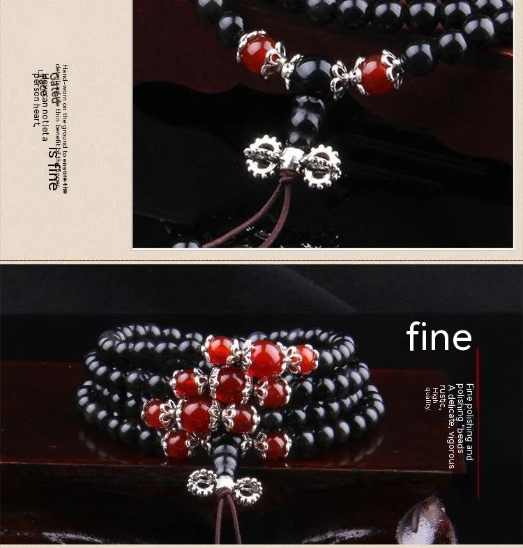 Bracelet en cristal naturel obsidienne perles bijou cadeau_voghion.com