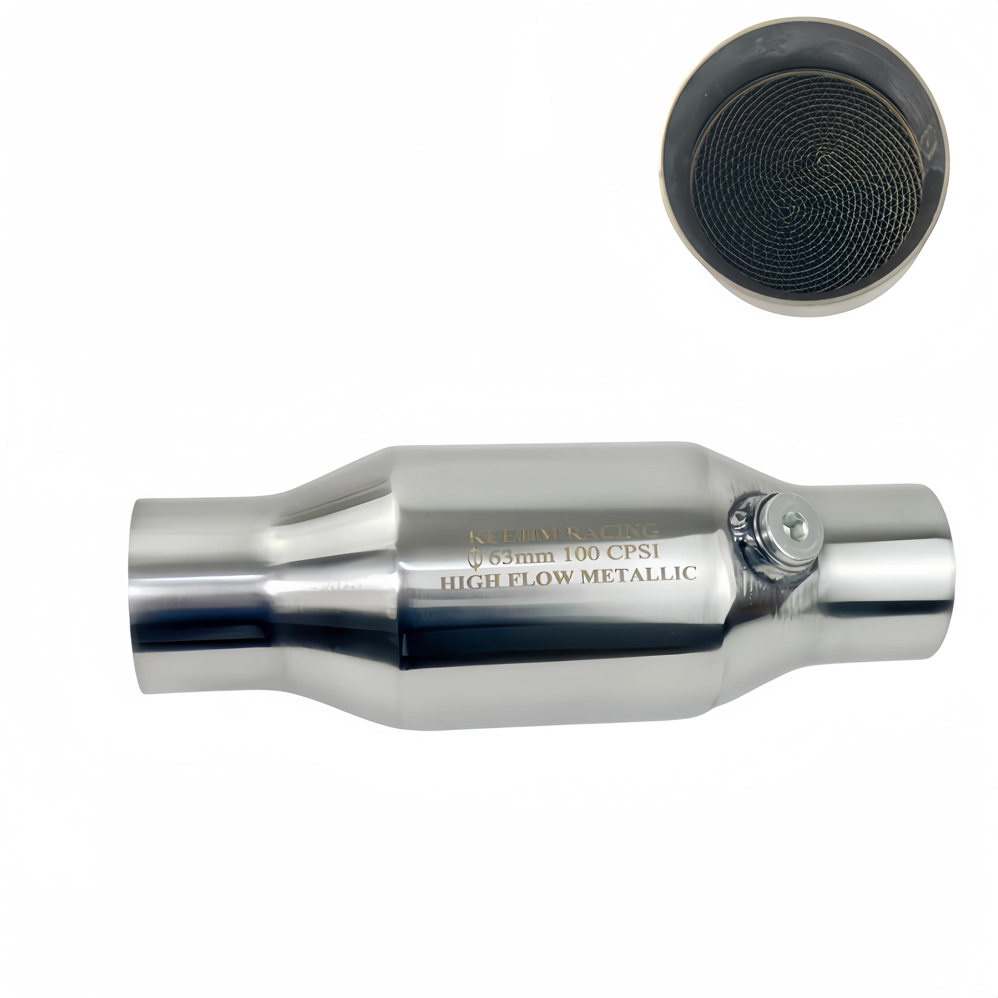 2.5 inch 3 inch Universal Catalytic Converter High Flow Stainless Metallic Core 100 Cells 100 cpsi Spun Sport Cat EURO 4 catalytic converter