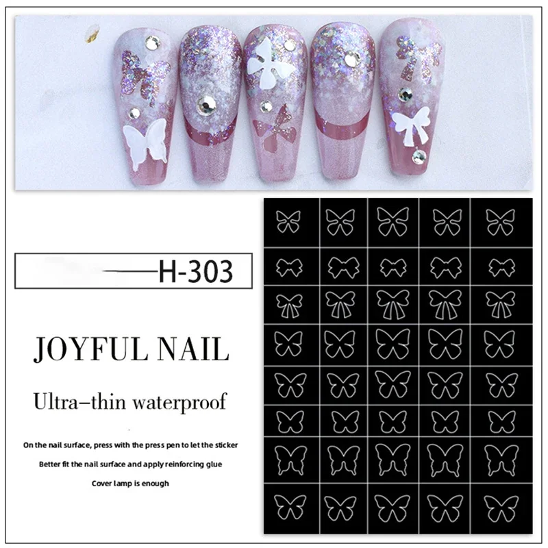 Hollow Out Nail Art Sticker Spray Painting Template Butterfly Love Heart Nail Decal DIY Nail Decoration Press On Nails