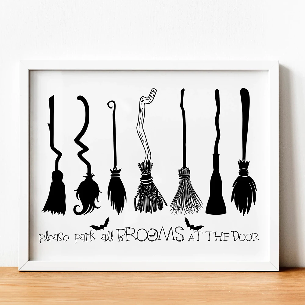 

Abstract Halloween Party Broomstick Canvas Print Painting Vintage Wall Art Pictures Witch Broom Gothic Occult Vintage Posters