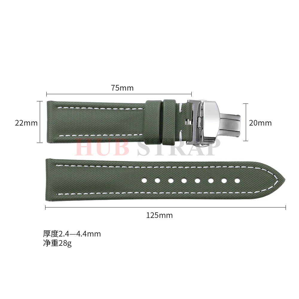 18/19/20/21/22mm für Omega für Seiko Business Segeltuch-Uhrenarmband mit Schmetterlingsschnalle, wasserdicht, für Herren und Damen, Schnellverschluss-Uhrenarmband – Detail 1