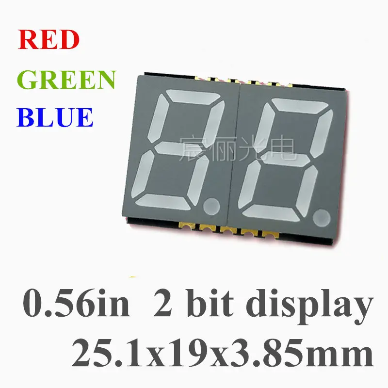High quality 0.56 inch 2 digit LED Display Module SMD digital tube RED/GREEN/BLUE 0.56" 0.56in 7 Segment LED Display