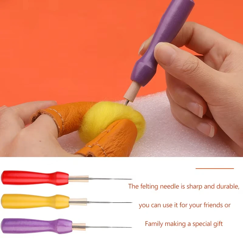 Wooden Handle Wool Felt Tools DIY Craft Needle Felting Accessories for Beginner needle felting kit wool felting kit 4Pcs