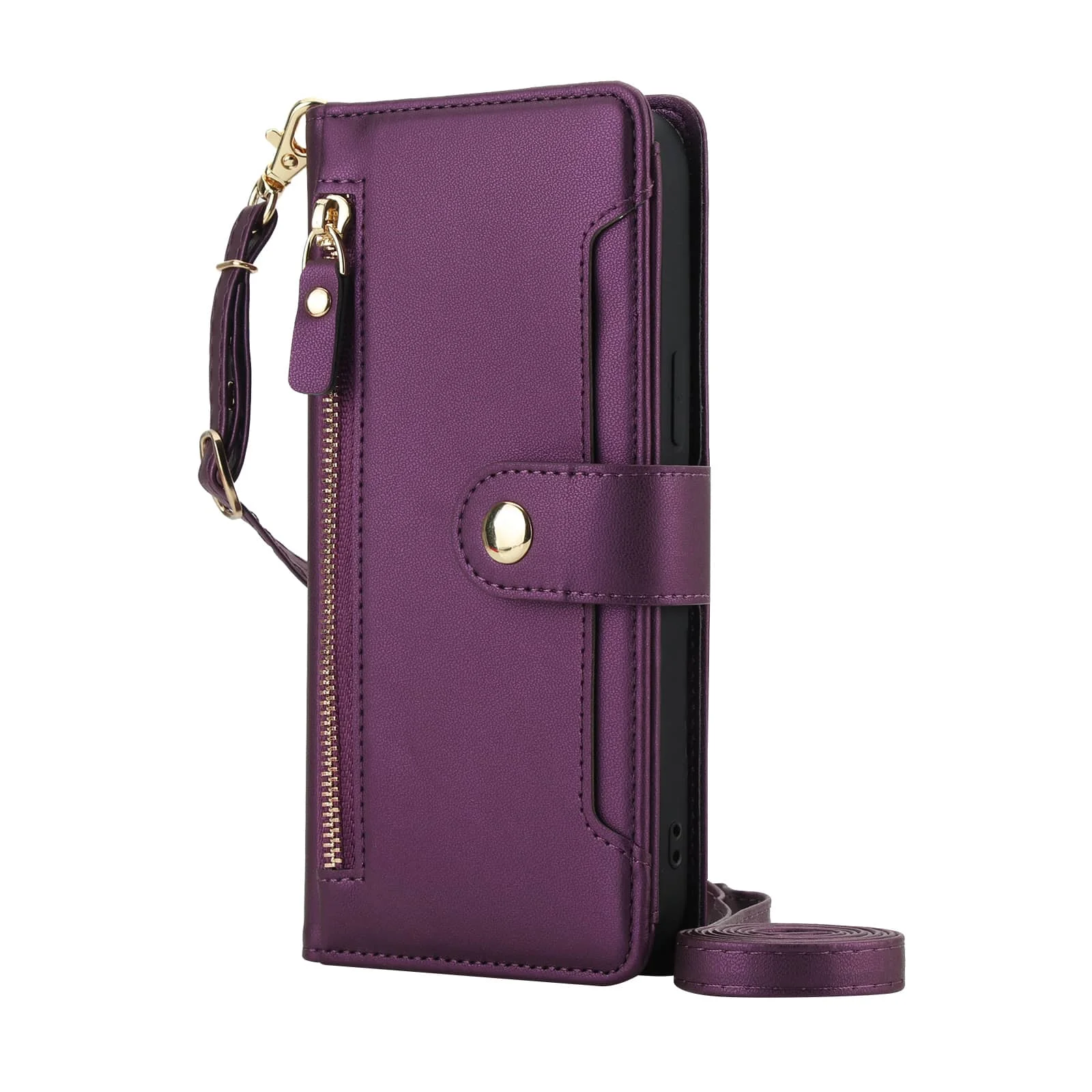 Premium Flip Wallet Case with Zipper Pocket, Card Holder Slot, Magnetic Closure, and Lanyard