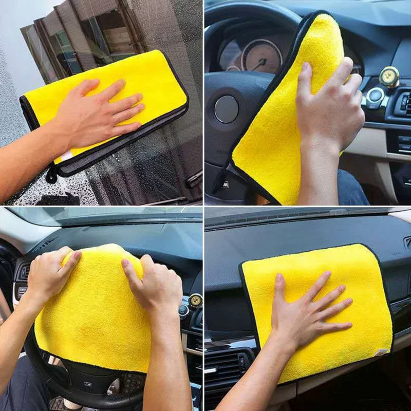 Car Wash Towels Cleaning Cloth Absorbent Dry Cloth General Purpose Microfiber Towel Thickened Yellow 30/40/60cm 3