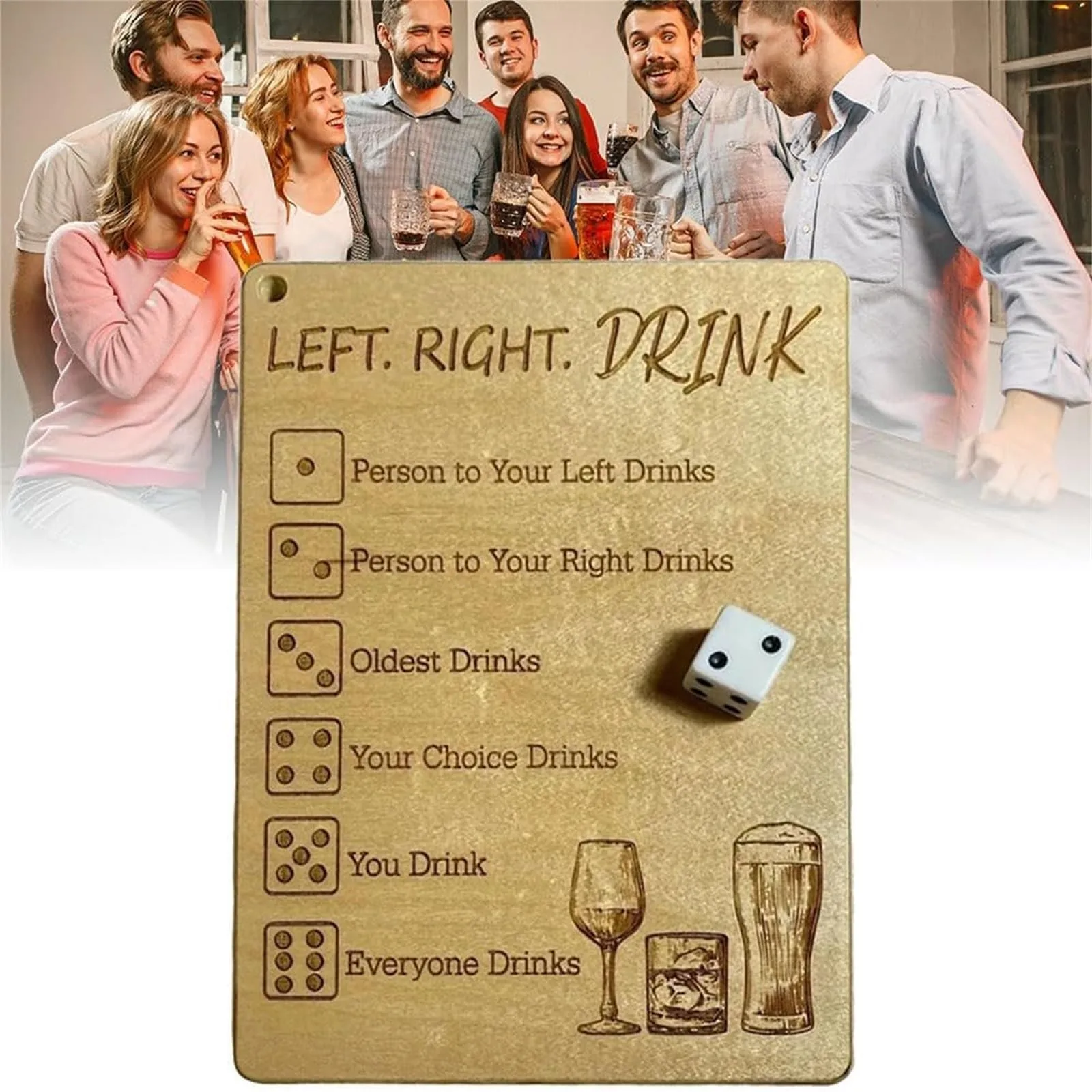 Couple Game Wooden Left Right Drink Drinking Game Square With Dice Adult Drinking Game Funny Dice Tray Party Games 3