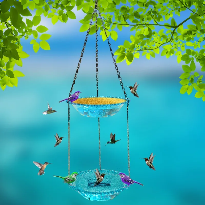 Premium Double-Layer Hanging Wild Bird Feeder with Bird Bath for Garden and Patio - Hummingbird Feeder, Bird Feeder Outdoor