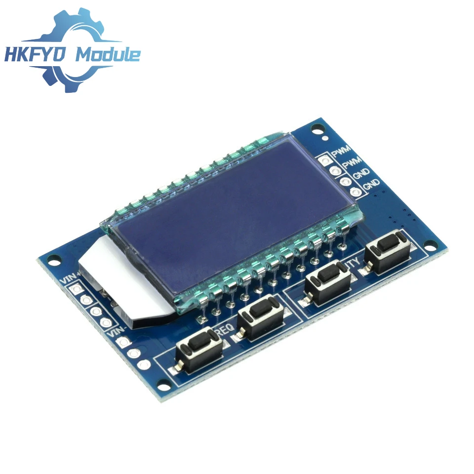 Adjustable PWM Signal Generator Module with LCD Display, 1Hz to 150kHz Frequency Range & Duty Cycle Control, TTL Output, 5V Power Supply