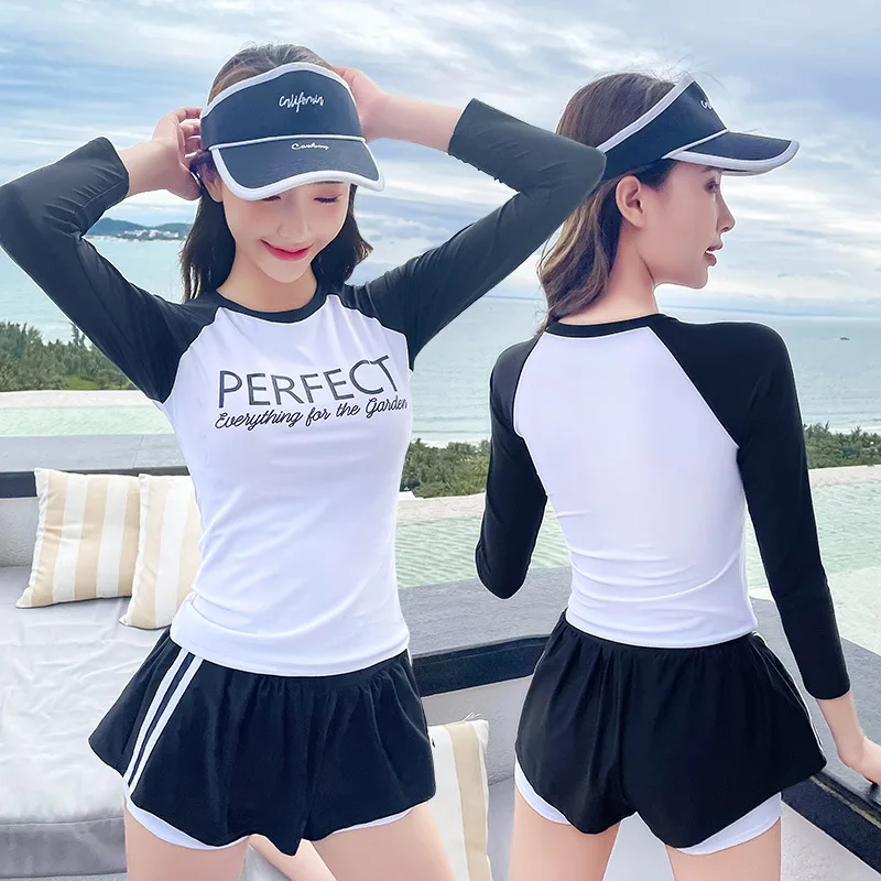 

Женский спортивный купальник с длинным рукавом и защитой от солнца, 2023, женский слитный купальник, летний Боди, пляжные купальные костюмы для активного отдыха