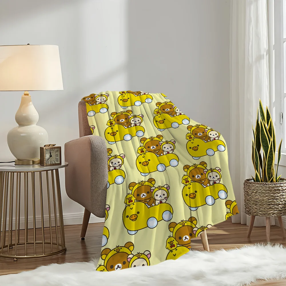 Cartoon Cute R-Rilakkuma-s Bear Blanket Plush Nap Sofa rug for Living Room Warm Office Bedroom Birthday Home Travel Kid Gifts 3