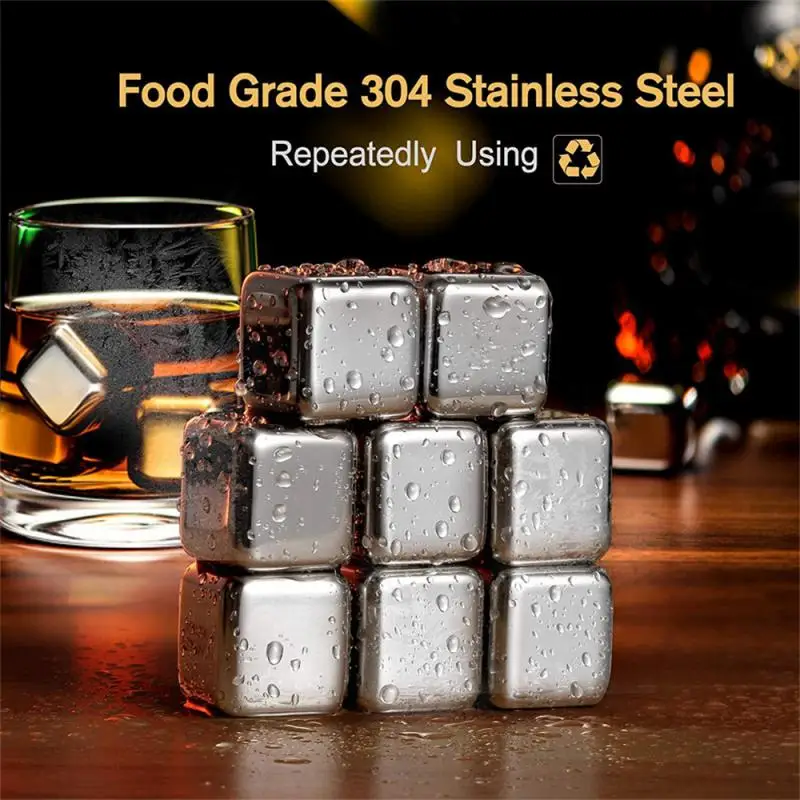 Stainless Steel Ice Cubes Reusable Chilling Stones for Whiskey Wine Keep Drink Cold Longer SGS Test Pass