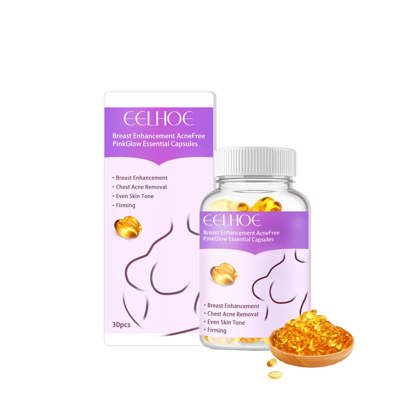 thumbnail image 1 of Cápsulas de aceite para aumentar los senos y los glúteos Aceite reafirmante de senos con vitamina E para levantar el pecho, 1 of 4