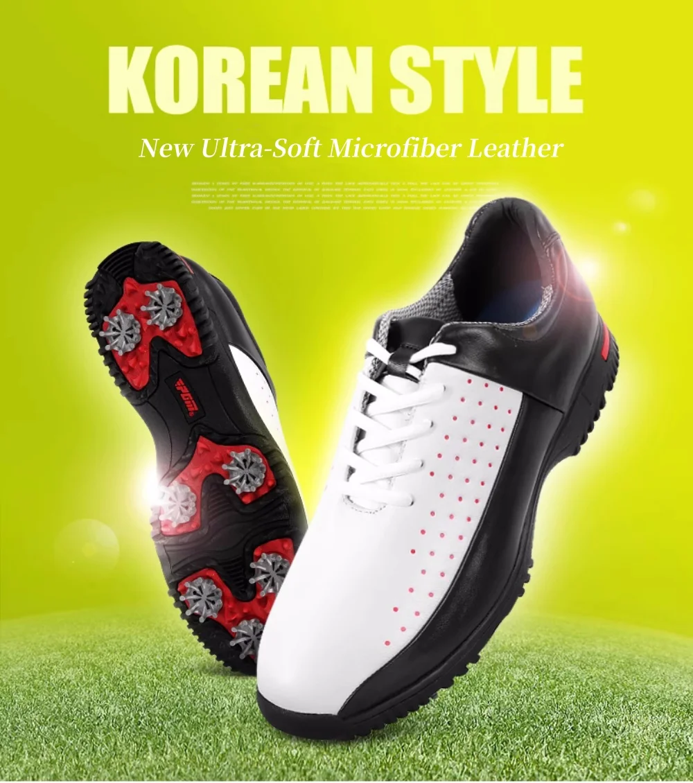 PGM Golf Shoes Men Sneakers Activity Staples Anti slip Sole Ultra Fiber Leather Waterproof Golf Shoes Men's Casual Sports