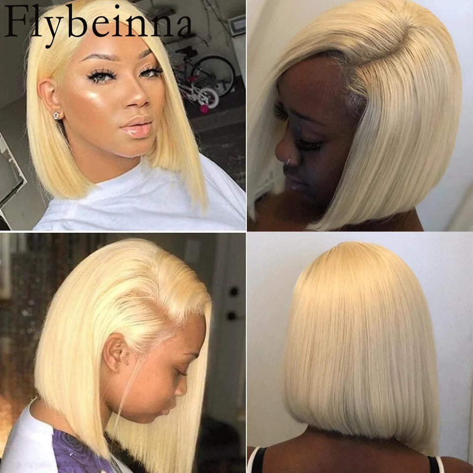 

Short Bob Swiss Lace Frontal Wig 613 Honey Blonde Color Straight Bob Wig Lace Front Human Hair Wigs HD Full Lace Frontal Wigs