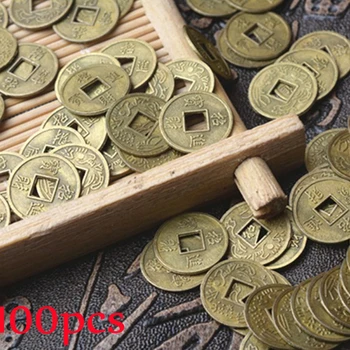Monete antiche da 100 pezzi Monete Feng Shui artigianali Monete cinesi antiche I Ching per il fascino della ricchezza della salute