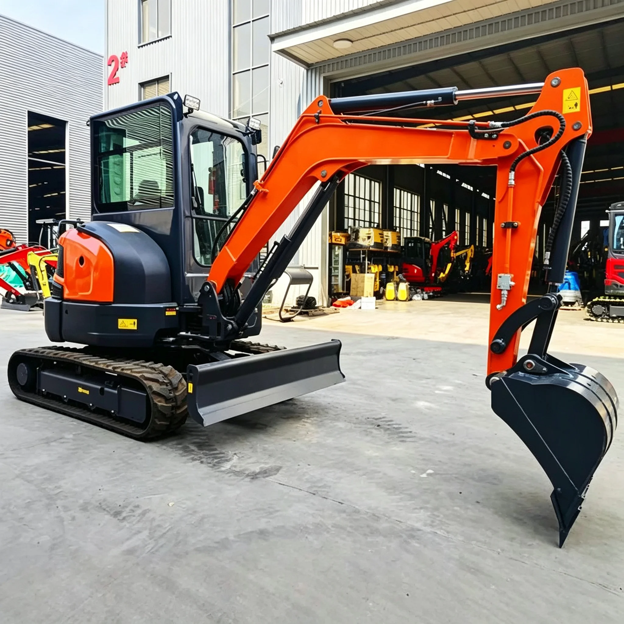 Raupenbagger 3,5 Tonnen Maßgefertigter Mini-Bagger Hydraulische Erdbewegungsmaschine mit Stahlketten CE EPA Euro 5