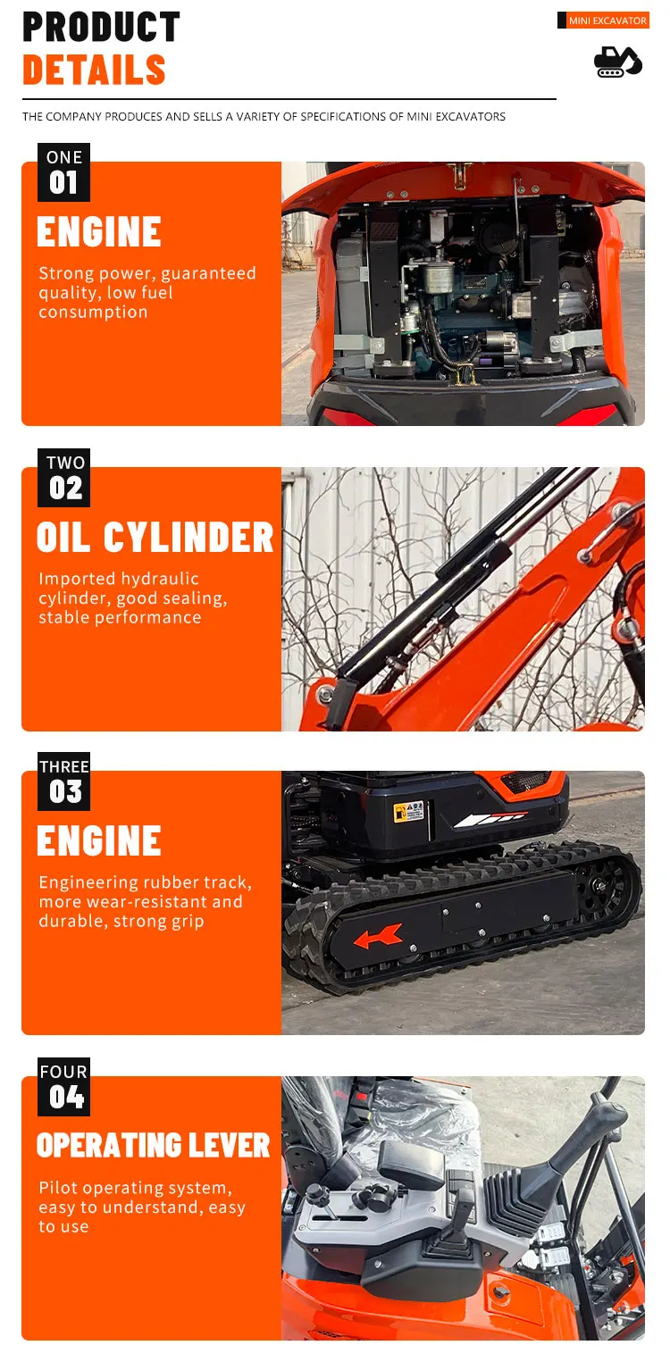 CE EPA-zertifizierter 1,8-Tonnen-Minibagger, landwirtschaftlicher Kleinbagger mit starker Grabfähigkeit, zu verkaufen. – Detail 6