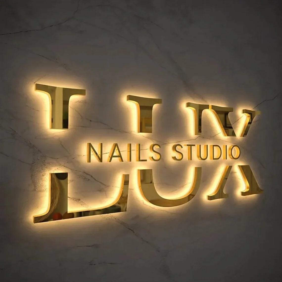 Metal Backlit Sign RGB Stainless Steel Luminous Letters Outside Indoor Company Store Wall Decor Illuminated Signage