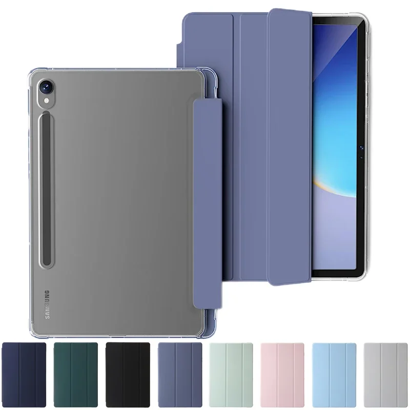 Shell Inteligente Magnético para Samsung Tab Tampa Traseira Clara Suporte de Caneta Suporte Flip s9 fe Plus 124