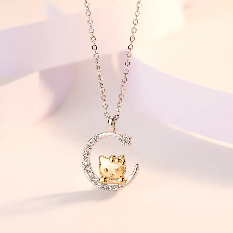 

2023 New HelloKitty Necklace Alloy Student Pendant pop girl necklace hundred matching ornaments Kawaii Gift
