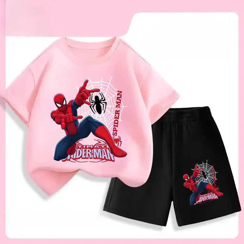 Sommer Kind Casual T-shirt Shorts 2pcsSet Jungen Atmungsaktive Outfits Kinder Sport Kleidung Anzug Outdoor Shorts Sets Anime Spiderman