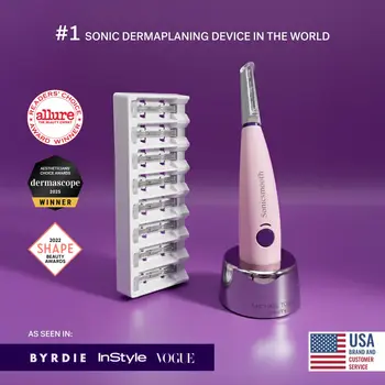 Sonic Smooth Dermaplane Razor for Women - Face & Eyebrow Trimmer, Peach Fuzz Remover with 8 Weeks of Blades 2