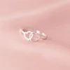 WYEAIIR 925 Sterling Silver Sweet Romantic Openwork Zircon Two Hearts Resizable Opening Ring For Women Luxury Jewelry 4