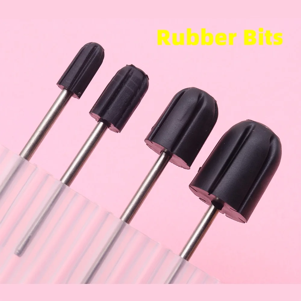 2/4개 고무 비트 또는 네일 샌딩 캡 네일 커터 슬리브 2.35mm 샤프트 페디큐어 필링 UV 젤 제거 샌드 캡 80 풋 케어
