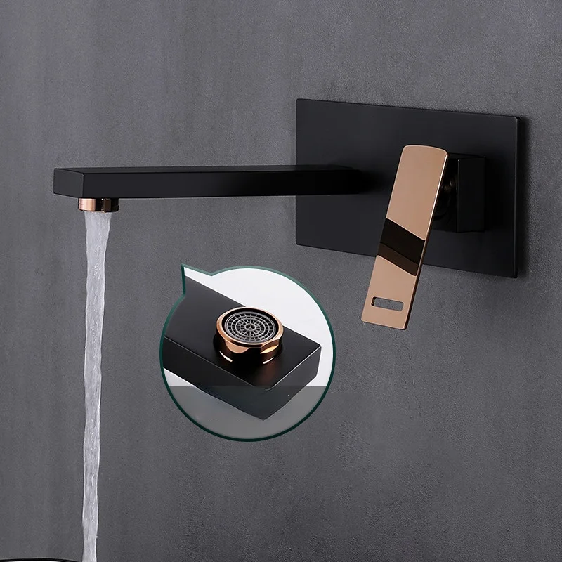 

Wall Mounted Basin Faucet Brass Bathroom Faucet Single Handle Dual Holes Cold&Hot Mixer Water Tap