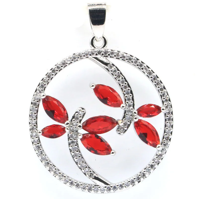 

41x32mm Eye Catching Green Amethyst Red Blood Rubies White CZ Wholesale Drop Shipping Silver Pendant