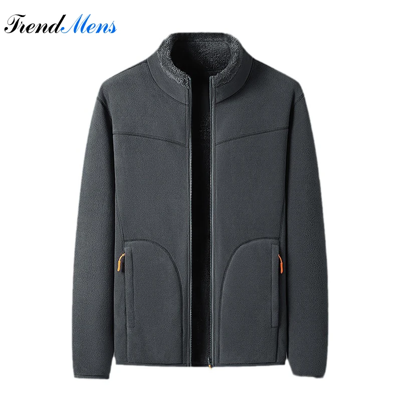 

Мужская Флисовая Двухсторонняя куртка, зимняя повседневная классическая толстовка, теплая плотная куртка для мужчин и женщин, осенняя мода, оверсайз, унисекс, полярная