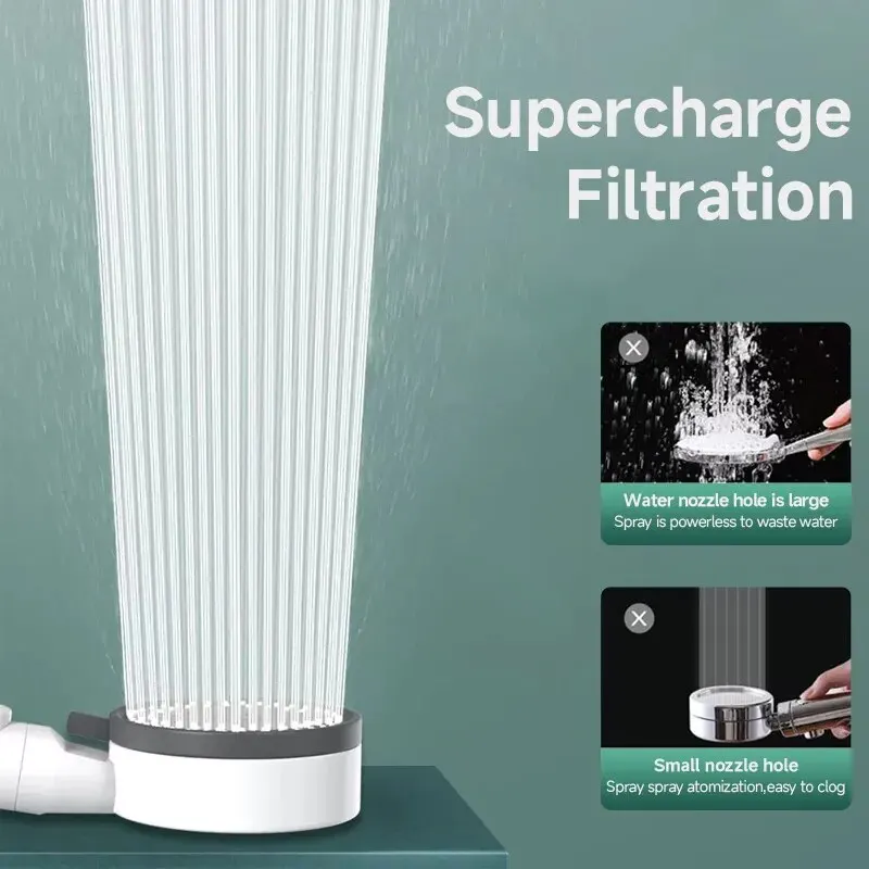 Shower Head 8 Mode Water Filter Adjustable High Pressure Shower Portable One-Key Stop Bathroom Accessories