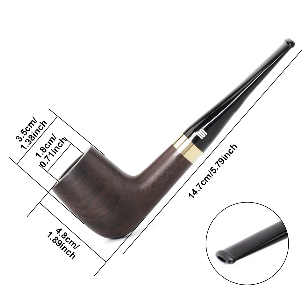 Old Fox Black Sandalwood Tobacco Pipe Set Accessories 9MM Filter Solid Wood Dry Ebony Smoking Pipe Gold Ring With 10 Tools Kits 6