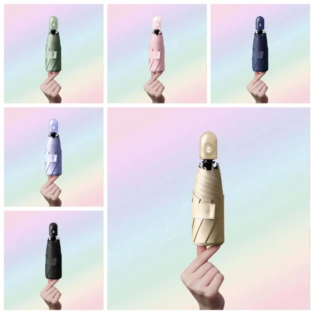 Lightweight Automatic Pocket Umbrella 6 Bone Support Frame Solid Color Dual-use Folding Umbrella Thickened UV Protection