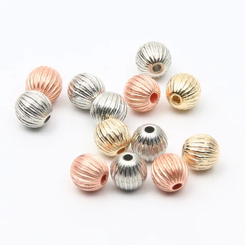 6mm 실버 도금 CCB 볼 비즈 라운드 스트라이프 아크릴 스페이서 비즈 쥬얼리 만들기 팔찌 DIY 액세서리, 100 개/묶음 4