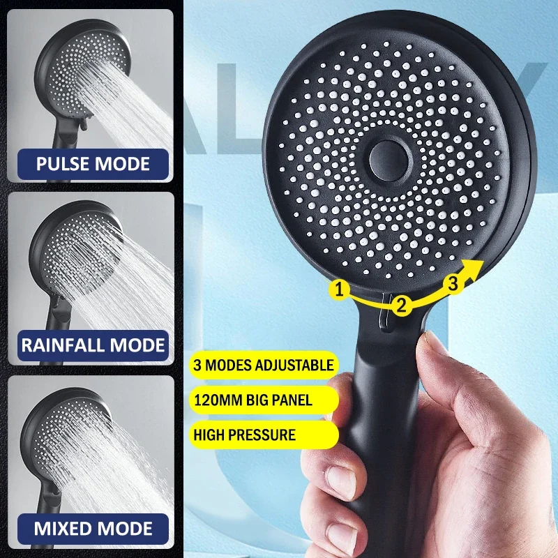 

Shower Head 3Modes Adjustable With Self-cleaning Nozzles Rainfall Shower Head Bathroom Accessories,Water Saving ,Water Massage