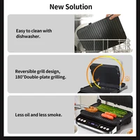 La grille de contact numérique BioloMix 2000 W comprend une conception ouverte à 180 degrés, plaques de gaufrier en option pour barbecue Panini et plus encore 5
