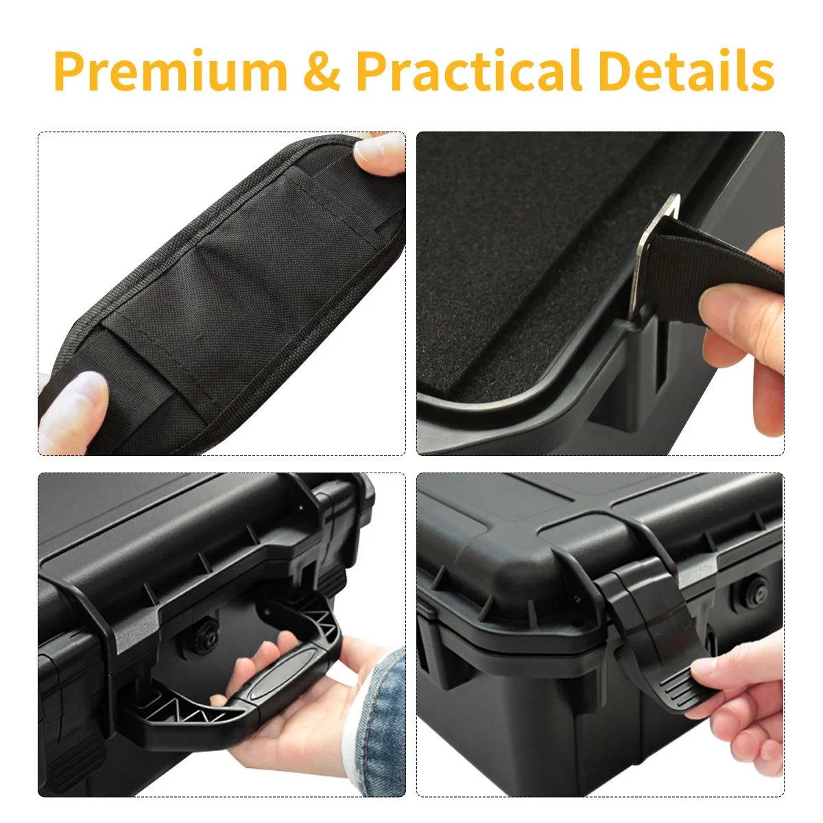 Equipment Hard Case with Pre-cut Sponge and Single Crossbody Strap for Camera Photography Safety Toolbox Portable Case Suitcase Tool Case,Tool Organizer,Tool Box